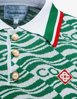Cheap π₯ Casablanca Green Casa Monogram Knitted Polo T-Shirt Clothing π 9 Casablanca Green Casa Monogram Knitted Polo T-Shirt Clothing