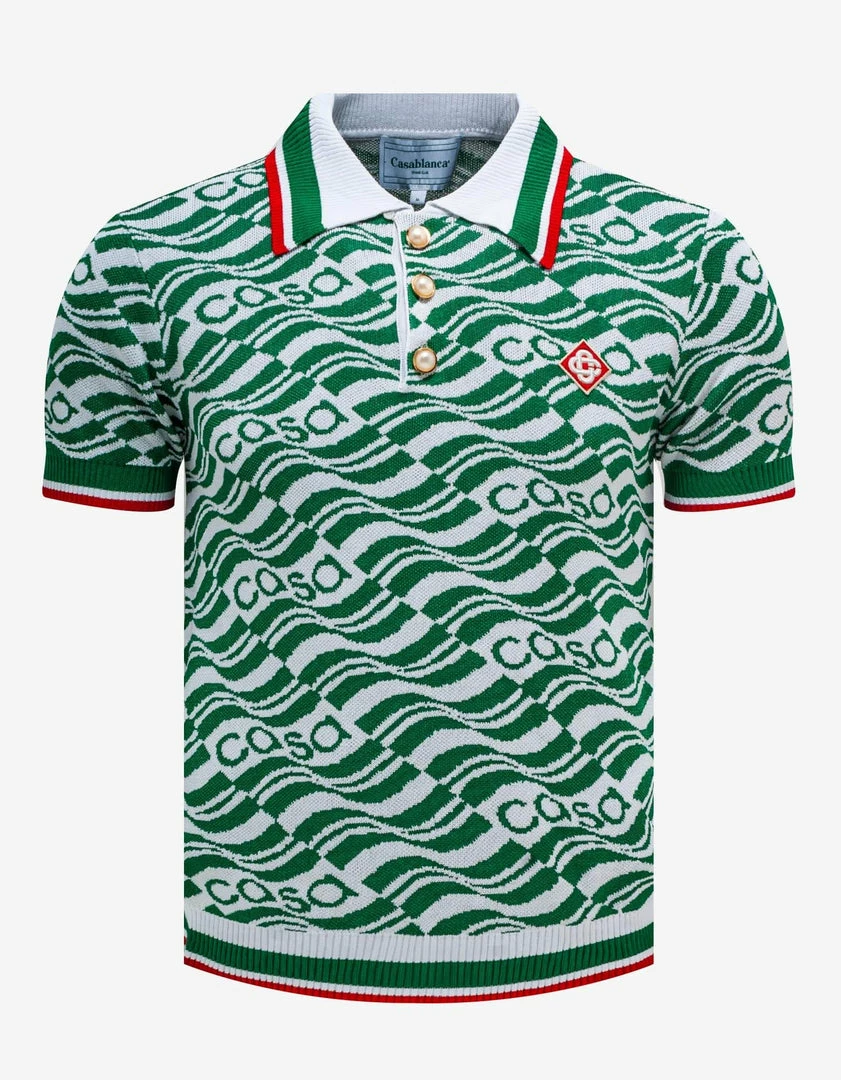 Cheap π₯ Casablanca Green Casa Monogram Knitted Polo T-Shirt Clothing π 3 Casablanca Green Casa Monogram Knitted Polo T-Shirt Clothing