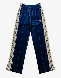 Casablanca Navy Blue Laurel Velour Track Pants Clothing