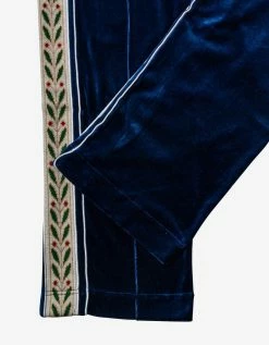 Casablanca Navy Blue Laurel Velour Track Pants Clothing