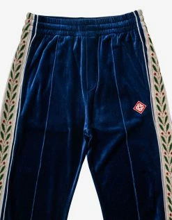 Casablanca Navy Blue Laurel Velour Track Pants Clothing