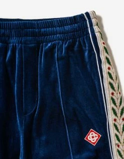 Casablanca Navy Blue Laurel Velour Track Pants Clothing