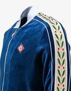 Hot Sale 🛒 Casablanca Navy Blue Laurel Velour Track Top 🤩 15 Casablanca Navy Blue Laurel Velour Track Top