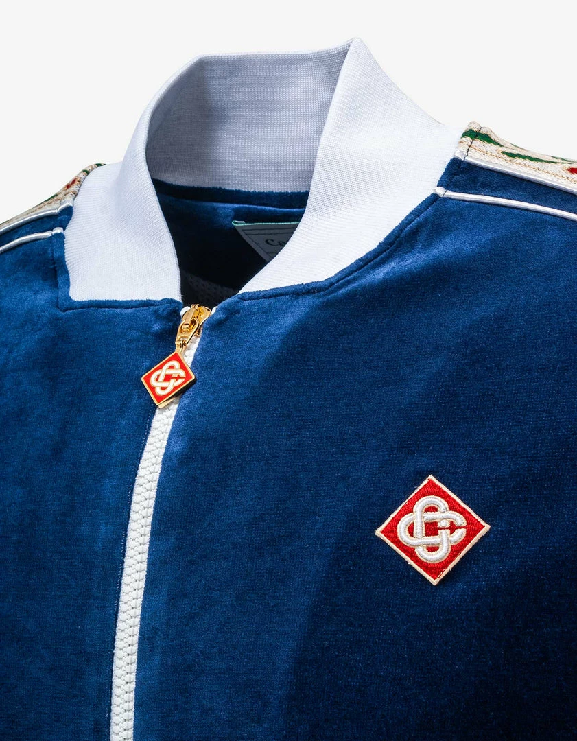 Hot Sale 🛒 Casablanca Navy Blue Laurel Velour Track Top 🤩 6 Casablanca Navy Blue Laurel Velour Track Top