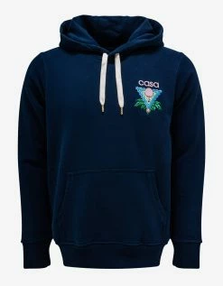 Casablanca Navy Blue Memphis Icon Embroidery Hoodie Sweats