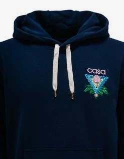 Casablanca Navy Blue Memphis Icon Embroidery Hoodie Sweats