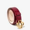 Casablanca Accessories Red Logo Buckle Croc Embossed Leather Belt