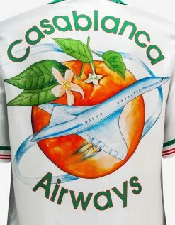 Casablanca Clothing White Orbite Au Tour De L'orange Silk Camp Shirt
