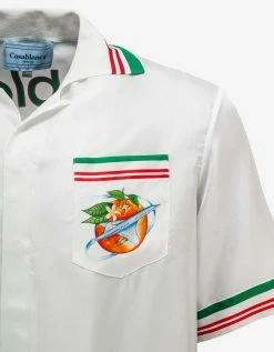 Casablanca Clothing White Orbite Au Tour De L'orange Silk Camp Shirt