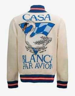 Casablanca Clothing White Par Avion Zip Up Cardigan
