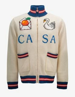 Casablanca Clothing White Par Avion Zip Up Cardigan
