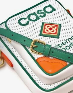 Casablanca White Perforated Leather Cross Body Bag