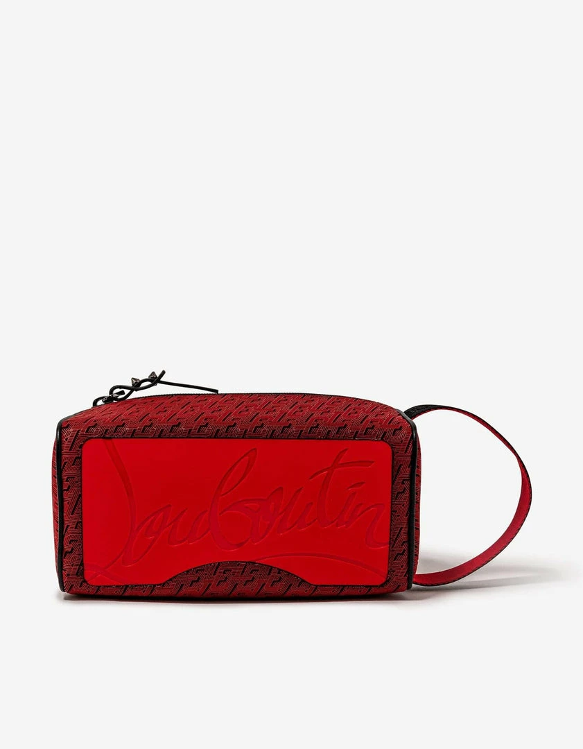 Brand new ๐ Christian Louboutin Blaster Red CL Logo Jacquard Travel Case ๐ 7 Christian Louboutin Blaster Red CL Logo Jacquard Travel Case