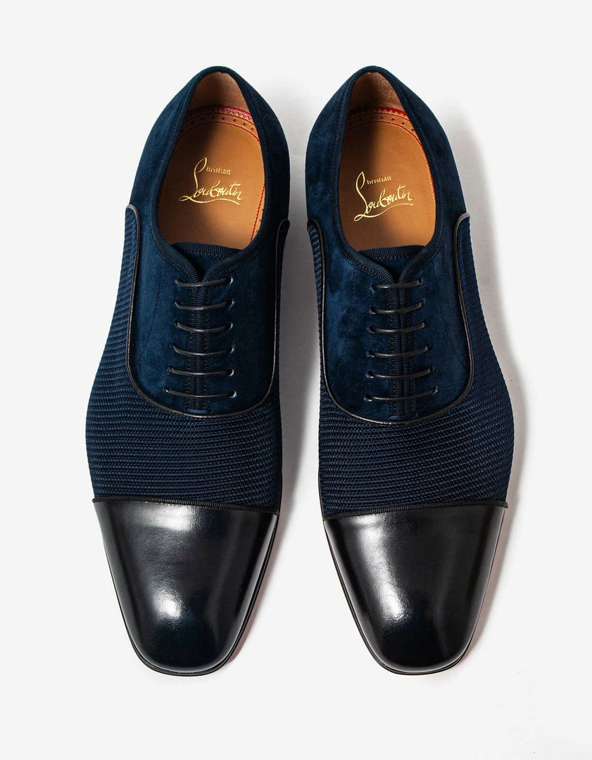 Cheap 👍 Christian Louboutin New Arrivals Blue & Black Greggo Orlato Flat Oxford 👟 Shoes 💯 6 Christian Louboutin New Arrivals Blue & Black Greggo Orlato Flat Oxford Shoes