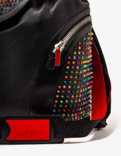 Christian Louboutin Accessories Explorafunk Black Leather Multicolour Spikes Backpack