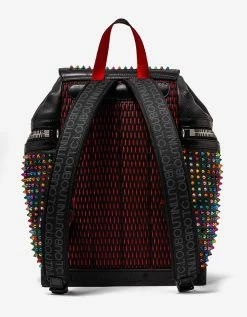 Christian Louboutin Accessories Explorafunk Black Leather Multicolour Spikes Backpack