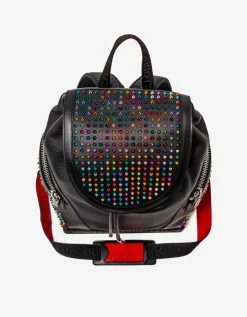 Christian Louboutin Accessories Explorafunk Black Leather Multicolour Spikes Backpack