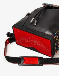 Christian Louboutin Accessories Explorafunk Black Leather Multicolour Spikes Backpack