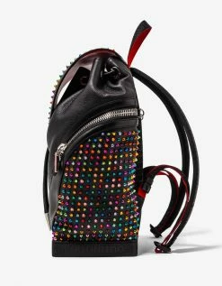 Christian Louboutin Accessories Explorafunk Black Leather Multicolour Spikes Backpack