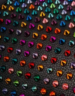 Christian Louboutin Accessories Explorafunk Black Leather Multicolour Spikes Backpack