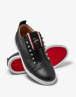 Christian Louboutin F.A.V Fique A Vontade Black Leather Trainers