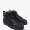 Christian Louboutin Lou Spikes 2 Black CL Logo High Top Trainers