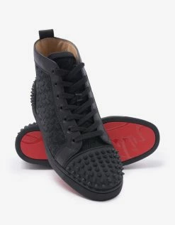 Christian Louboutin Lou Spikes 2 Black CL Logo High Top Trainers
