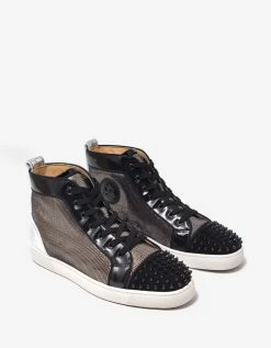 Christian Louboutin Lou Spikes Orlato Flat Metallic High Top Trainers