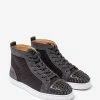 Christian Louboutin Lou Spikes Orlato Grey CL Logo High Top Trainers