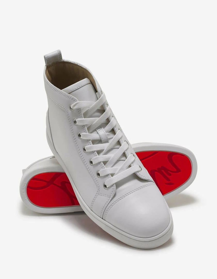 Cheap ⌛ Christian Louboutin Louis Flat Calf White High Top Trainers 👍 9 Christian Louboutin Louis Flat Calf White High Top Trainers