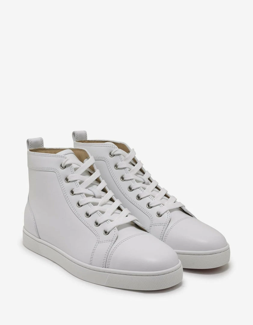 Cheap ⌛ Christian Louboutin Louis Flat Calf White High Top Trainers 👍 3 Christian Louboutin Louis Flat Calf White High Top Trainers