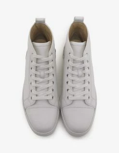 Cheap ⌛ Christian Louboutin Louis Flat Calf White High Top Trainers 👍 12 Christian Louboutin Louis Flat Calf White High Top Trainers
