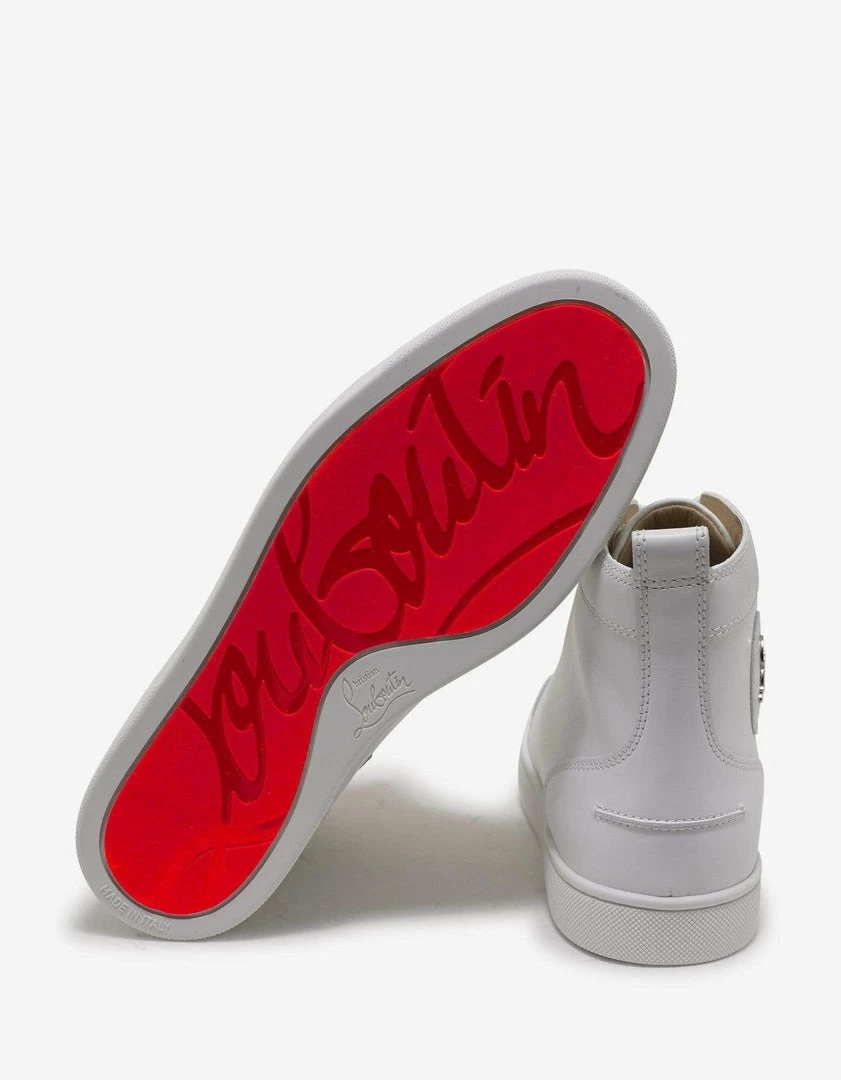 Cheap ⌛ Christian Louboutin Louis Flat Calf White High Top Trainers 👍 7 Christian Louboutin Louis Flat Calf White High Top Trainers