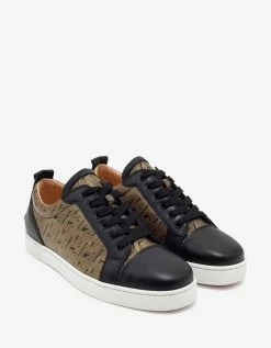 Christian Louboutin Louis Junior Black & Gold Patent Leather Trainers