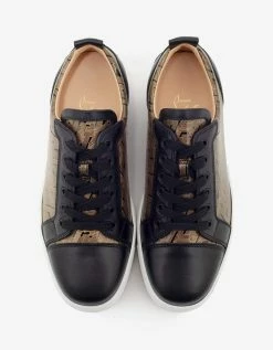 Christian Louboutin Louis Junior Black & Gold Patent Leather Trainers
