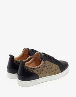 Christian Louboutin Louis Junior Black & Gold Patent Leather Trainers