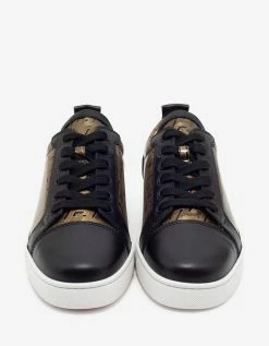 Christian Louboutin Louis Junior Black & Gold Patent Leather Trainers
