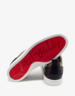 Christian Louboutin Louis Junior Black & Gold Patent Leather Trainers