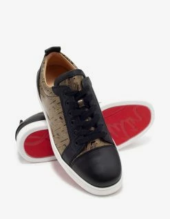 Christian Louboutin Louis Junior Black & Gold Patent Leather Trainers
