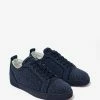 Christian Louboutin Louis Junior Orlato Blue Glittered Suede Trainers New Arrivals