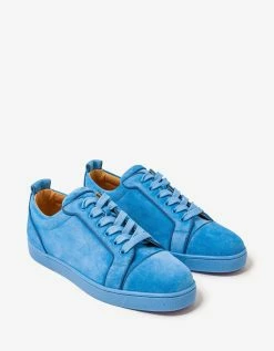 Christian Louboutin Louis Junior Orlato Greek Blue Suede Trainers