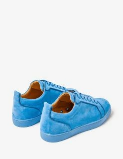 Christian Louboutin Louis Junior Orlato Greek Blue Suede Trainers