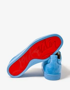 Christian Louboutin Louis Junior Orlato Greek Blue Suede Trainers