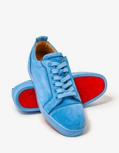 Christian Louboutin Louis Junior Orlato Greek Blue Suede Trainers