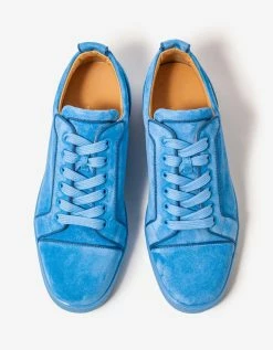 Christian Louboutin Louis Junior Orlato Greek Blue Suede Trainers