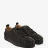 Christian Louboutin Louis Junior Spikes Flat Réglisse Brown Suede Trainers