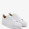 Christian Louboutin Louis Junior Spikes Flat White Leather Trainers