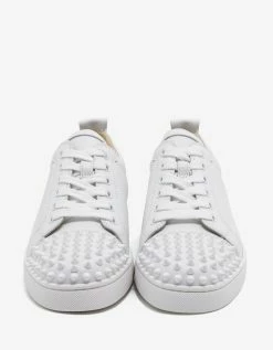 Christian Louboutin Louis Junior Spikes Flat White Leather Trainers