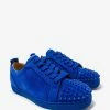 Christian Louboutin Louis Junior Spikes Orlato Blue Suede Trainers