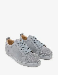 Christian Louboutin Louis Junior Spikes Orlato Grey Suede Trainers